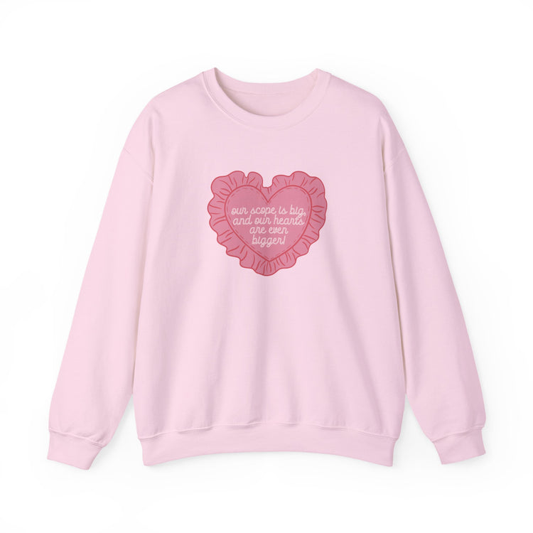 our scope is big heart pillow crewneck
