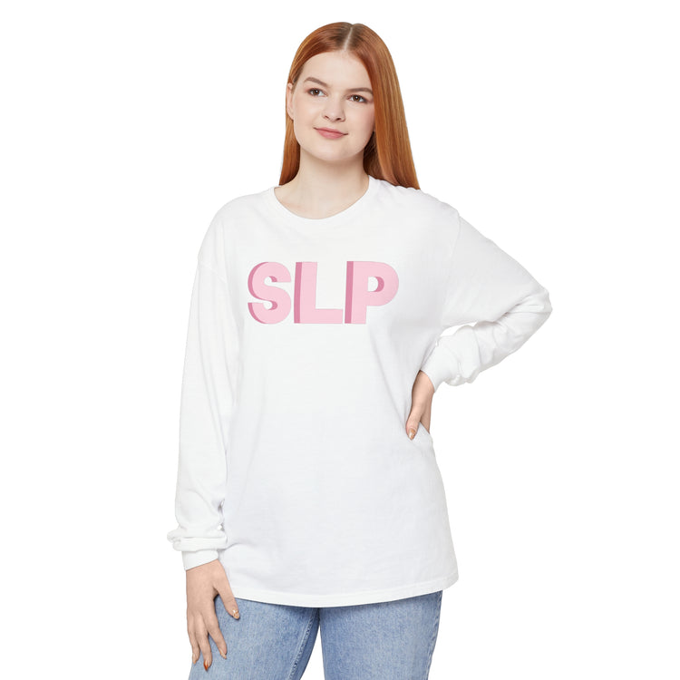 SLP block pink comfort colors long sleeve tee