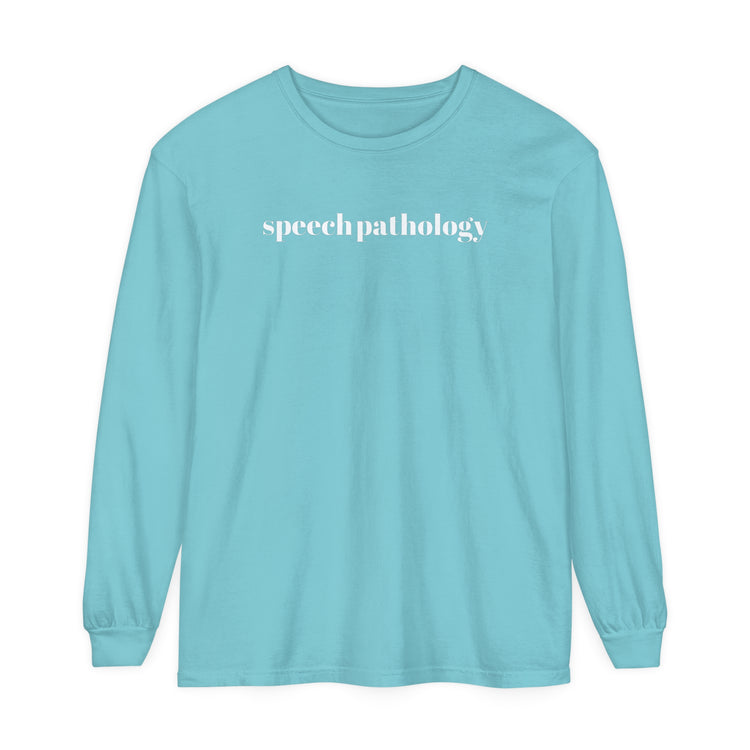 simple speech pathology comfort colors long sleeve tee