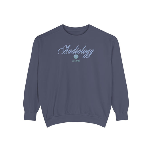 audiology clam est. 1946 comfort colors crewneck