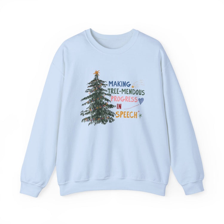 making tree-mendous progress in speech crewneck