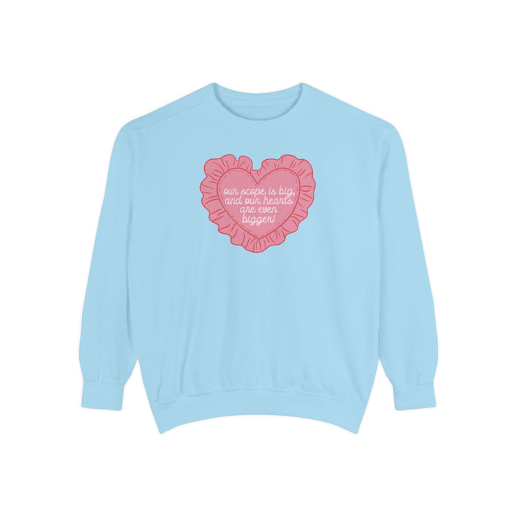 our scope is big heart pillow comfort colors crewneck