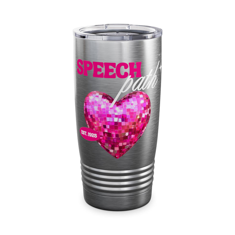 pink disco heart speech path  20oz insulated tumbler