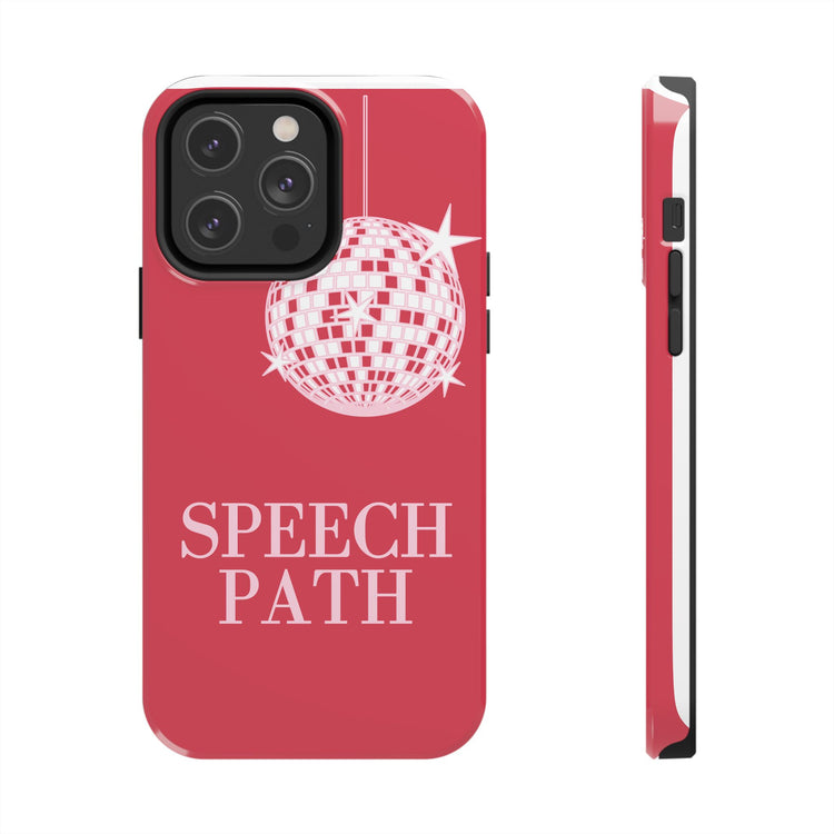 speech path disco ball red iPhone case