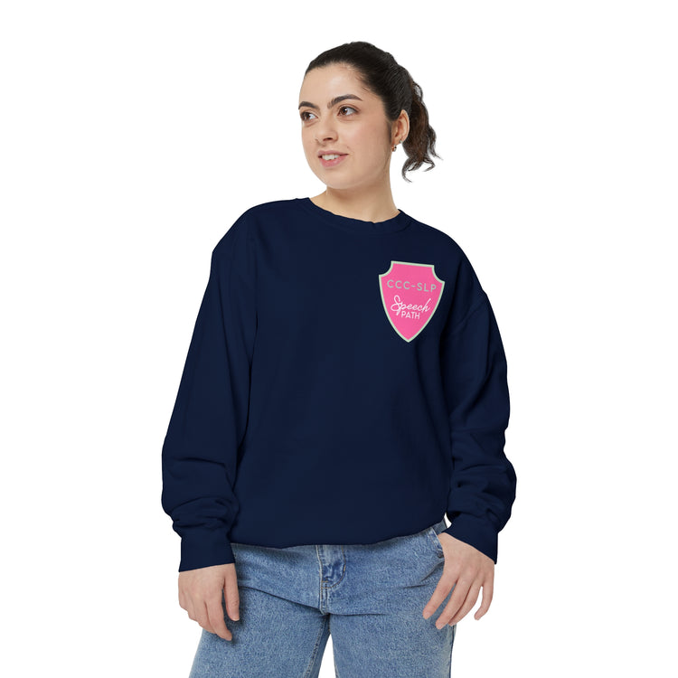 speech path ccc badge comfort colors crewneck