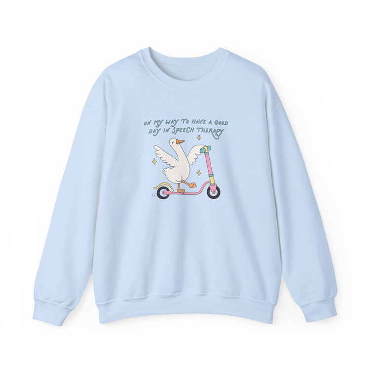 on my way to speech goose crewneck