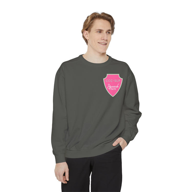 speech path ccc badge comfort colors crewneck