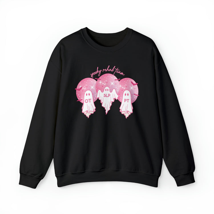 spooky rehab meeting pink disco ghosts crewneck