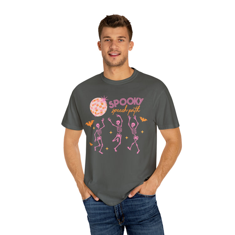 spooky speech disco skeleton comfort colors tee