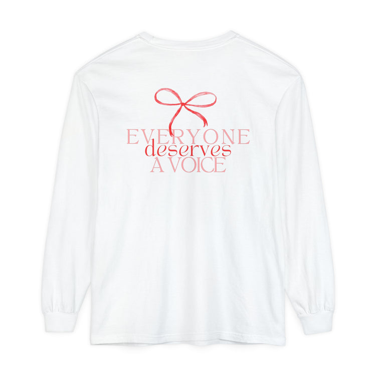 red bow speech path comfort colors long sleeve tee