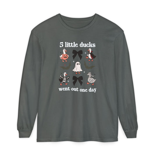 5 little spooky ducks long sleeve tee