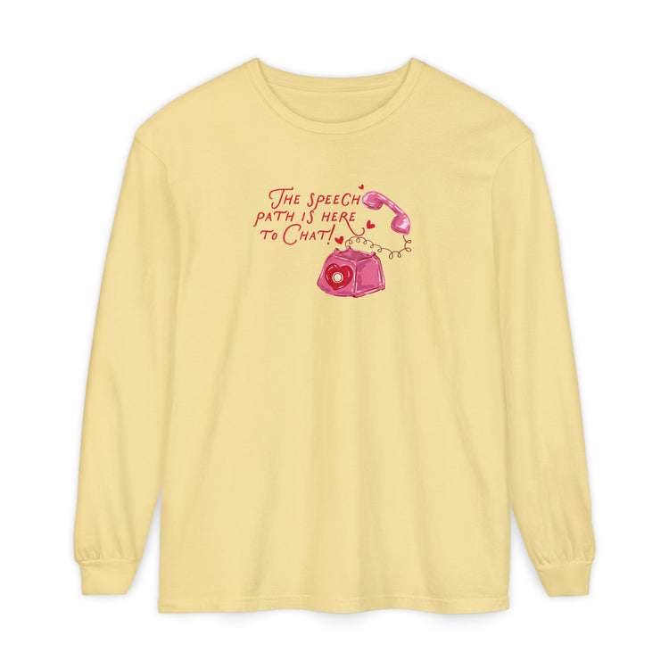 the speech path is here to chat phone long sleeve tee