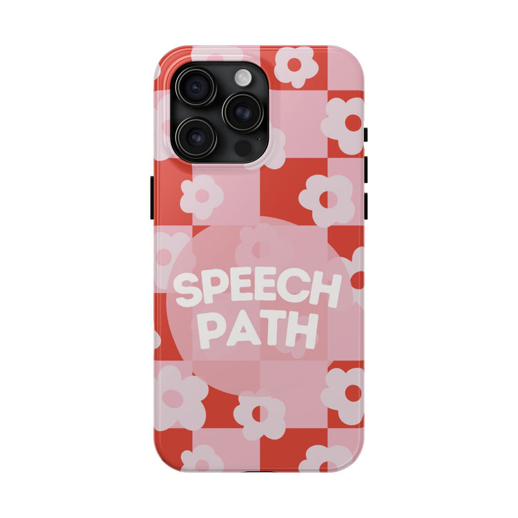 speech path red retro flower iPhone case