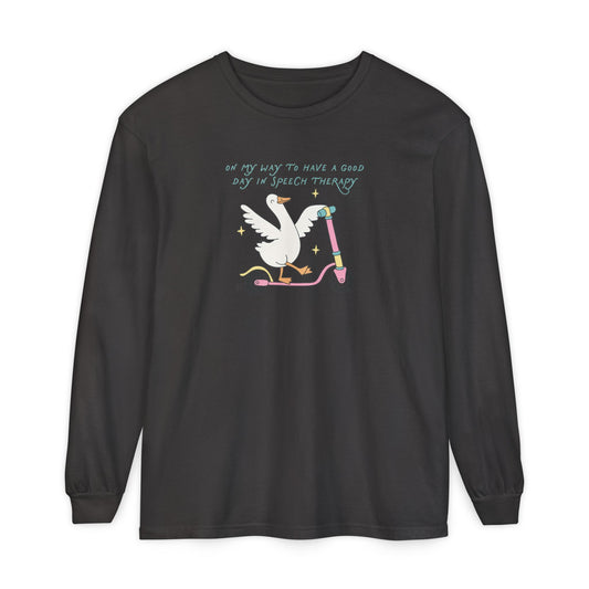 on my way to speech goose long sleeve tee