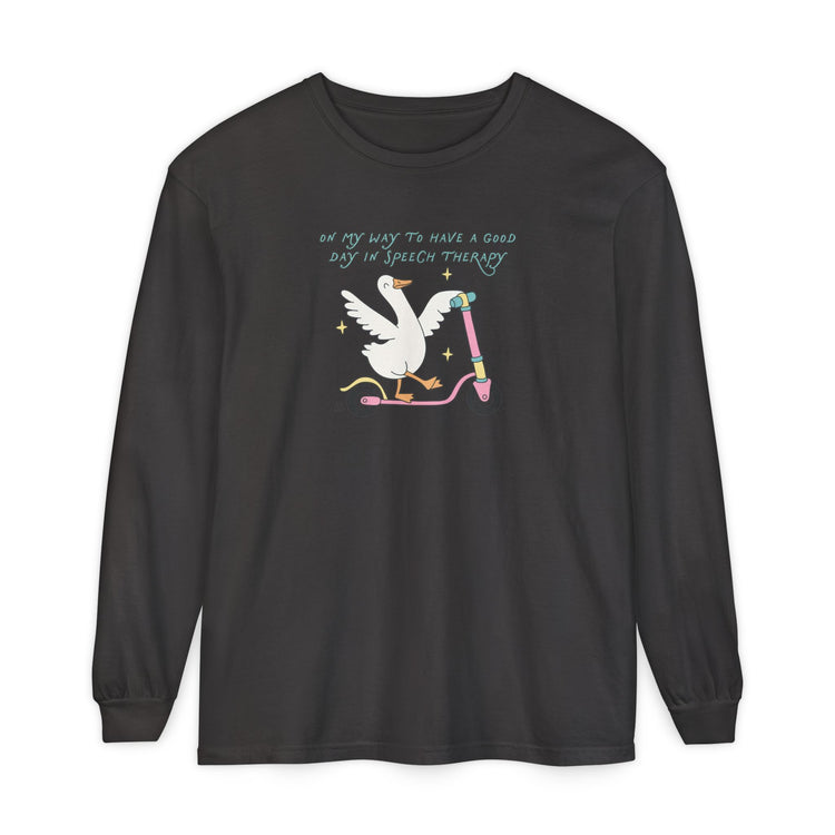 on my way to speech goose long sleeve tee