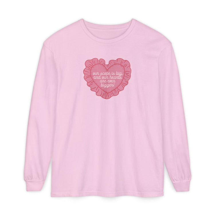 our scope is big heart pillow long sleeve tee