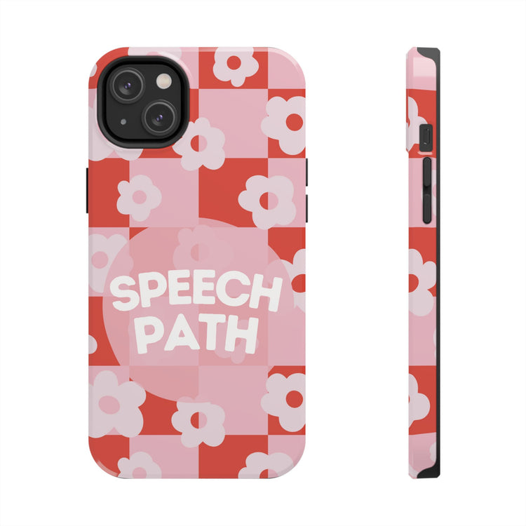 speech path red retro flower iPhone case