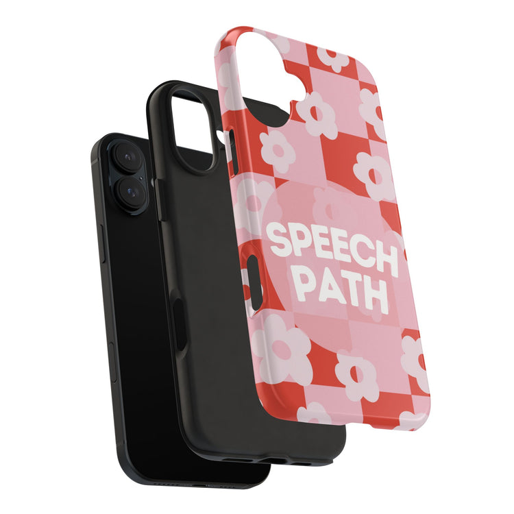 speech path red retro flower iPhone case