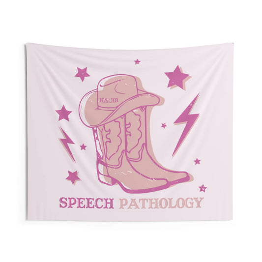 howdy speech pathology boots wall tapestry 50x60 (sample sale)