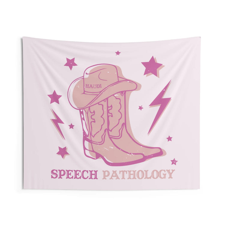 howdy speech pathology boots wall tapestry 50x60 (sample sale)