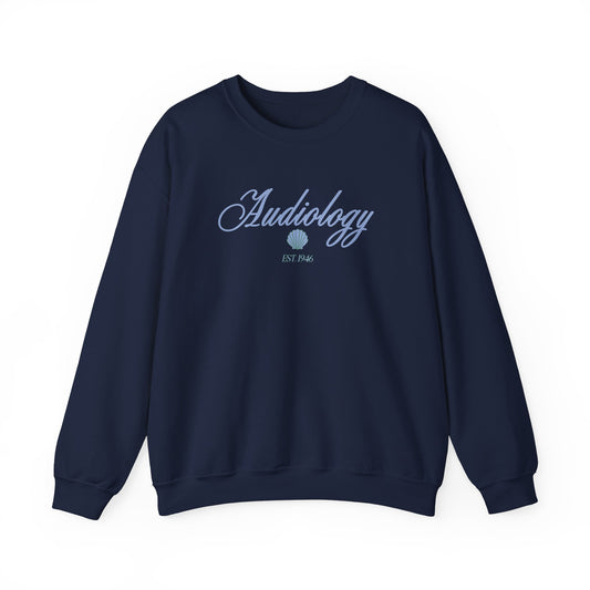 audiology clam est. 1946 crewneck
