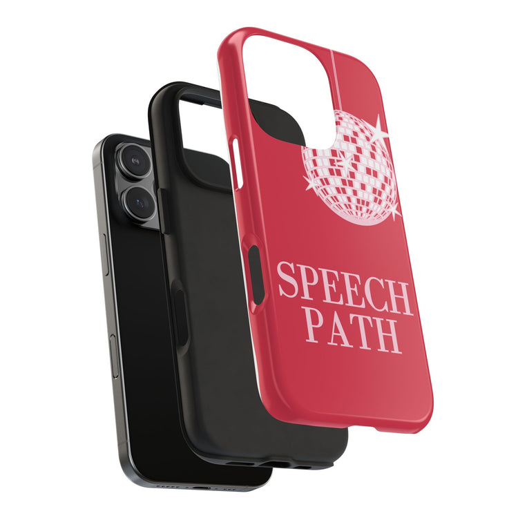 speech path disco ball red iPhone case