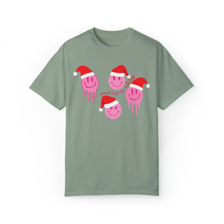 smiley santa speech pathology comfort colors tee