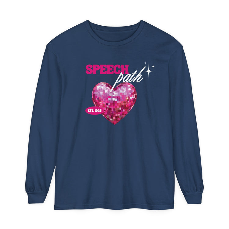 speech path disco heart long sleeve tee