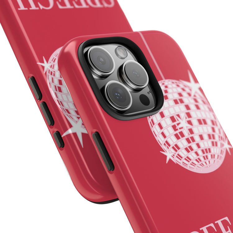 speech path disco ball red iPhone case