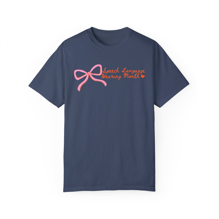 NSLHM pink bow comfort colors tee