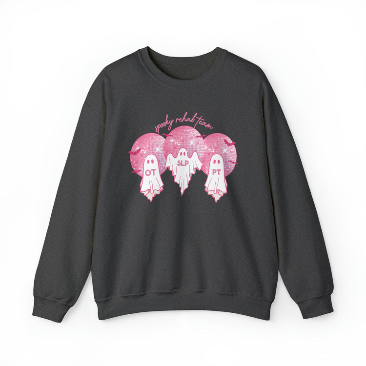 spooky rehab meeting pink disco ghosts crewneck