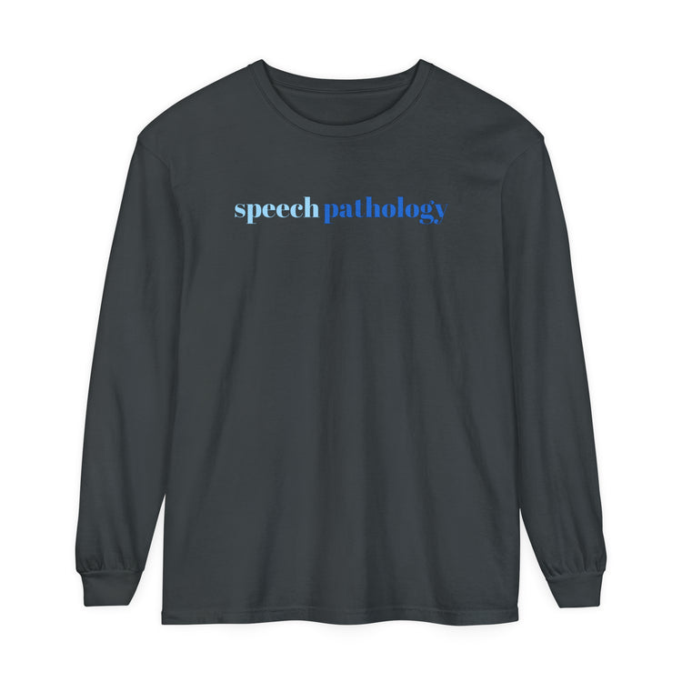 simple speech pathology blue comfort colors long sleeve tee