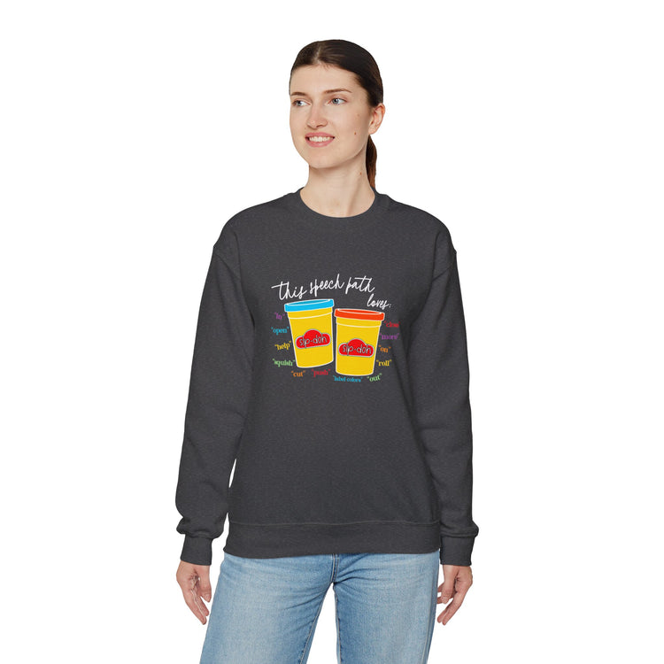 slp-doh speech path loves crewneck