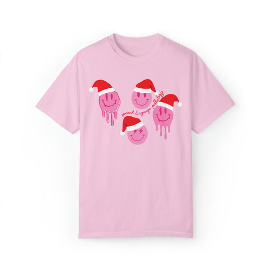 smiley santa speech pathology comfort colors tee