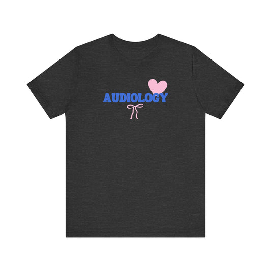 audiology heart + bow short sleeve tee
