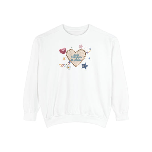 busy having fun patches comfort colors crewneck