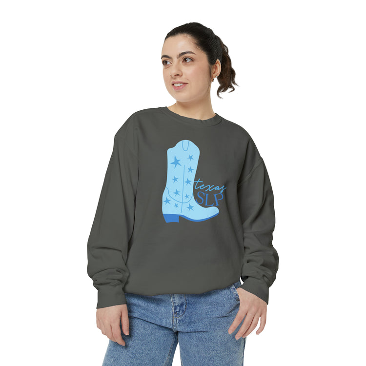 blue boots texas SLP comfort colors crewneck