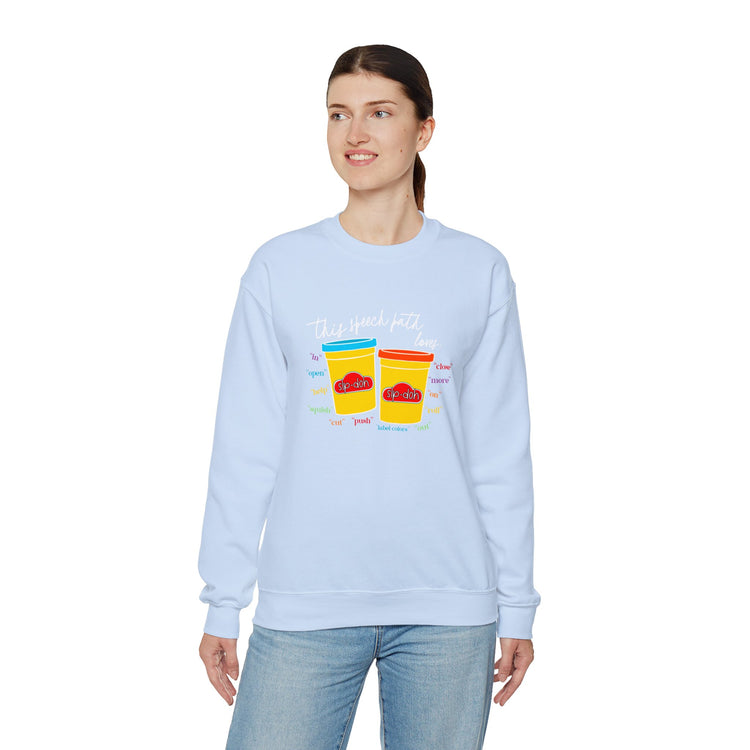 slp-doh speech path loves crewneck