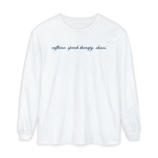caffeine speech chaos long sleeve tee