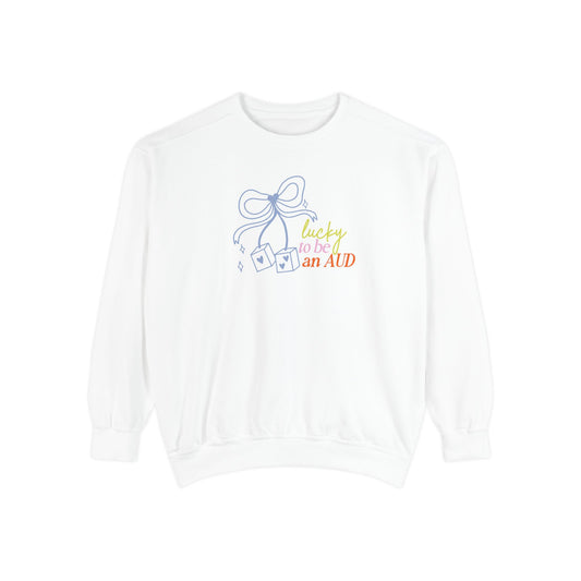 lucky to be an AUD! audiology comfort colors crewneck