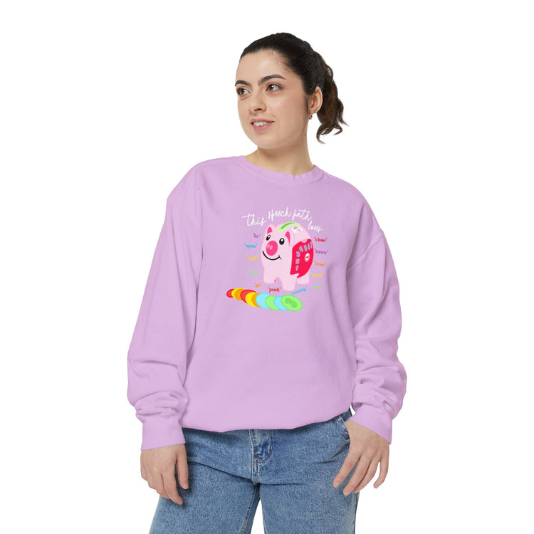 piggy bank speech path loves comfort colors crewneck