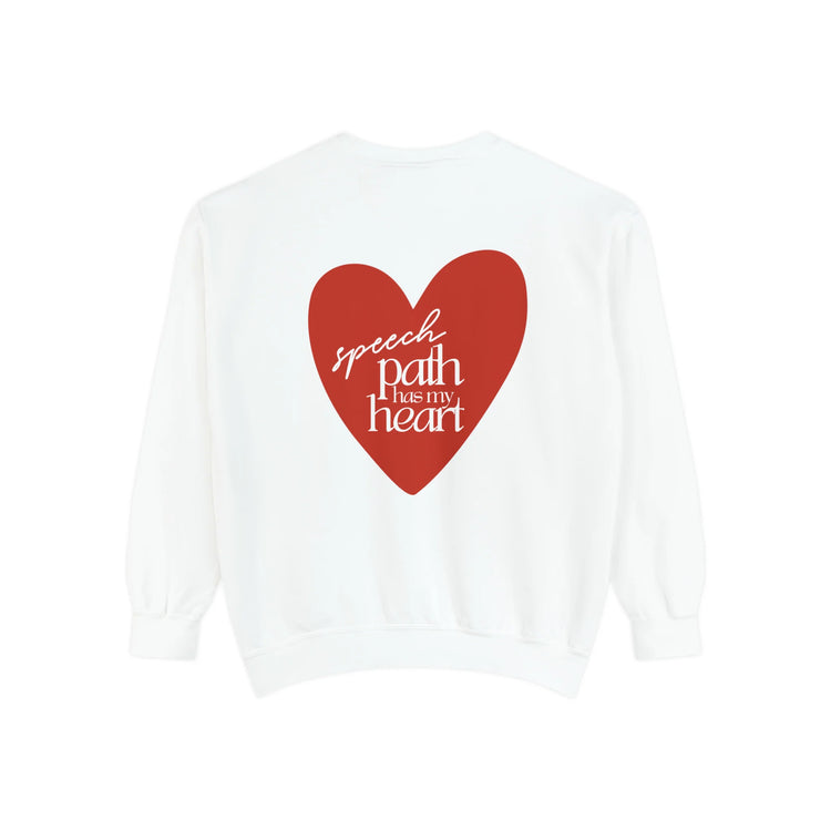 i love speech front/back comfort colors crewneck (sample sale)
