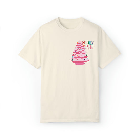 merry speech path ceramic tree comfort colors tee