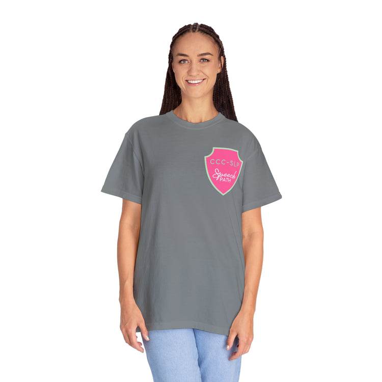 speech path ccc badge comfort colors tee