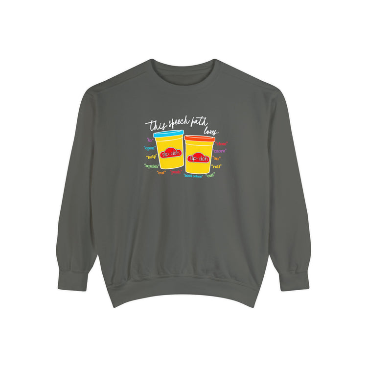 slp-doh speech path loves comfort colors crewneck