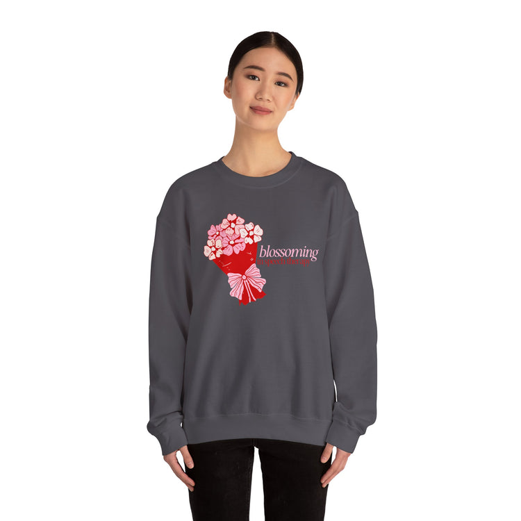 blossoming in speech flowers crewneck