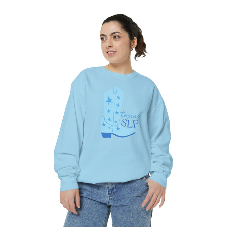 blue boots texas SLP comfort colors crewneck