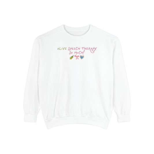 olive speech therapy! comfort colors crewneck