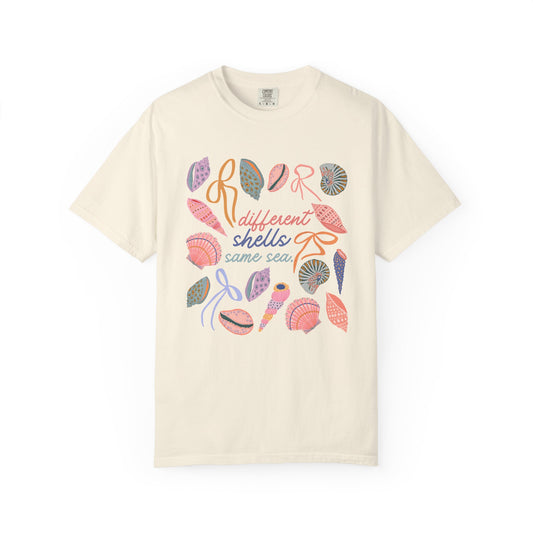different shells, same sea comfort colors tee
