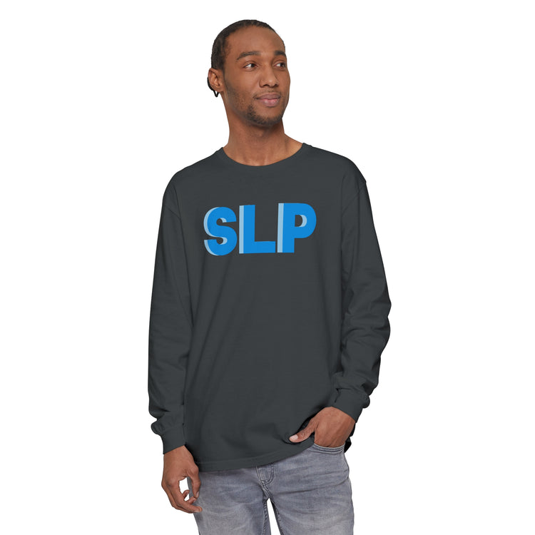 SLP block blue comfort colors long sleeve tee